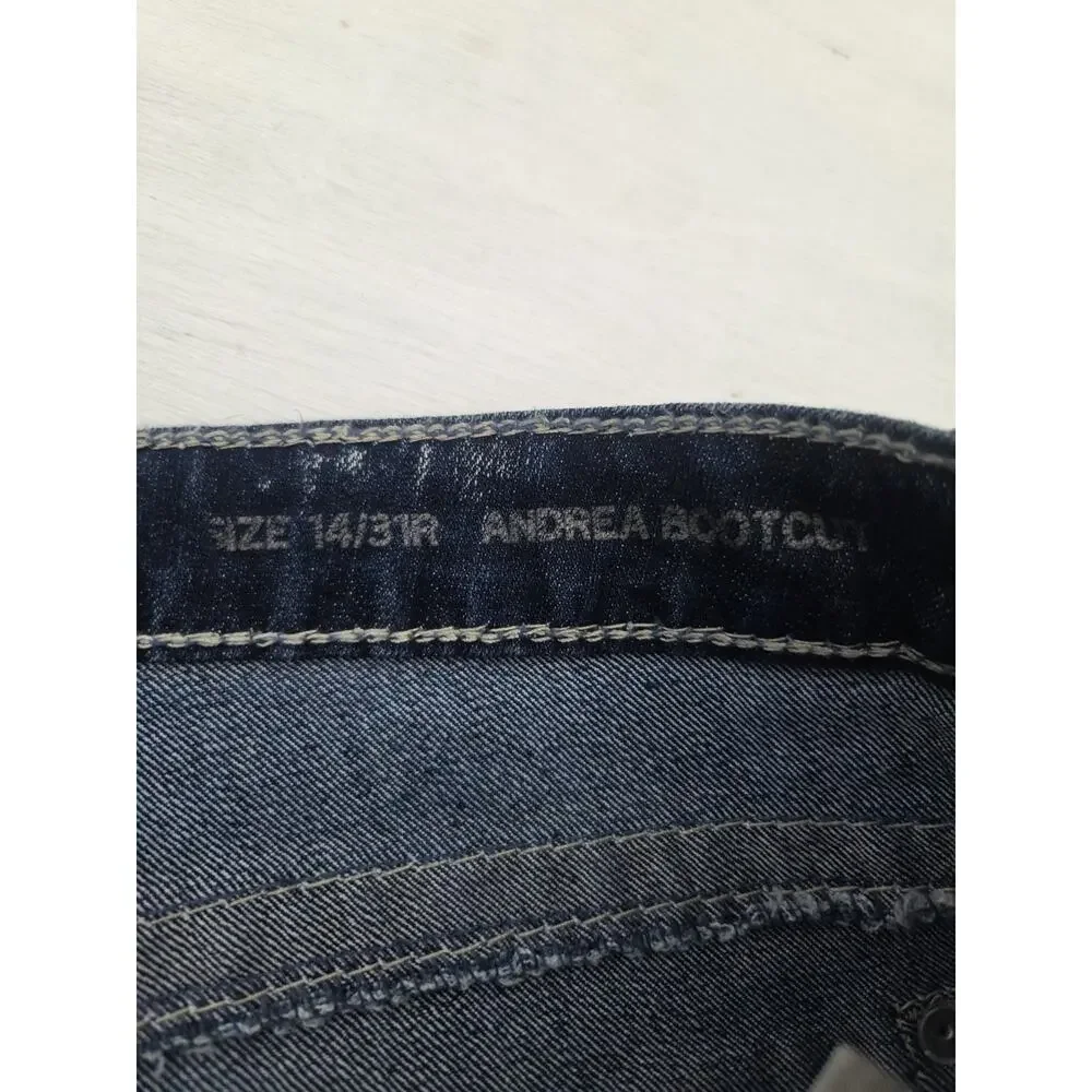 Code Bleu Jeans Andrea Bootcut Blue Denim Stretch Size 14/31R Bling Thick Stitch - Picture 4 of 10